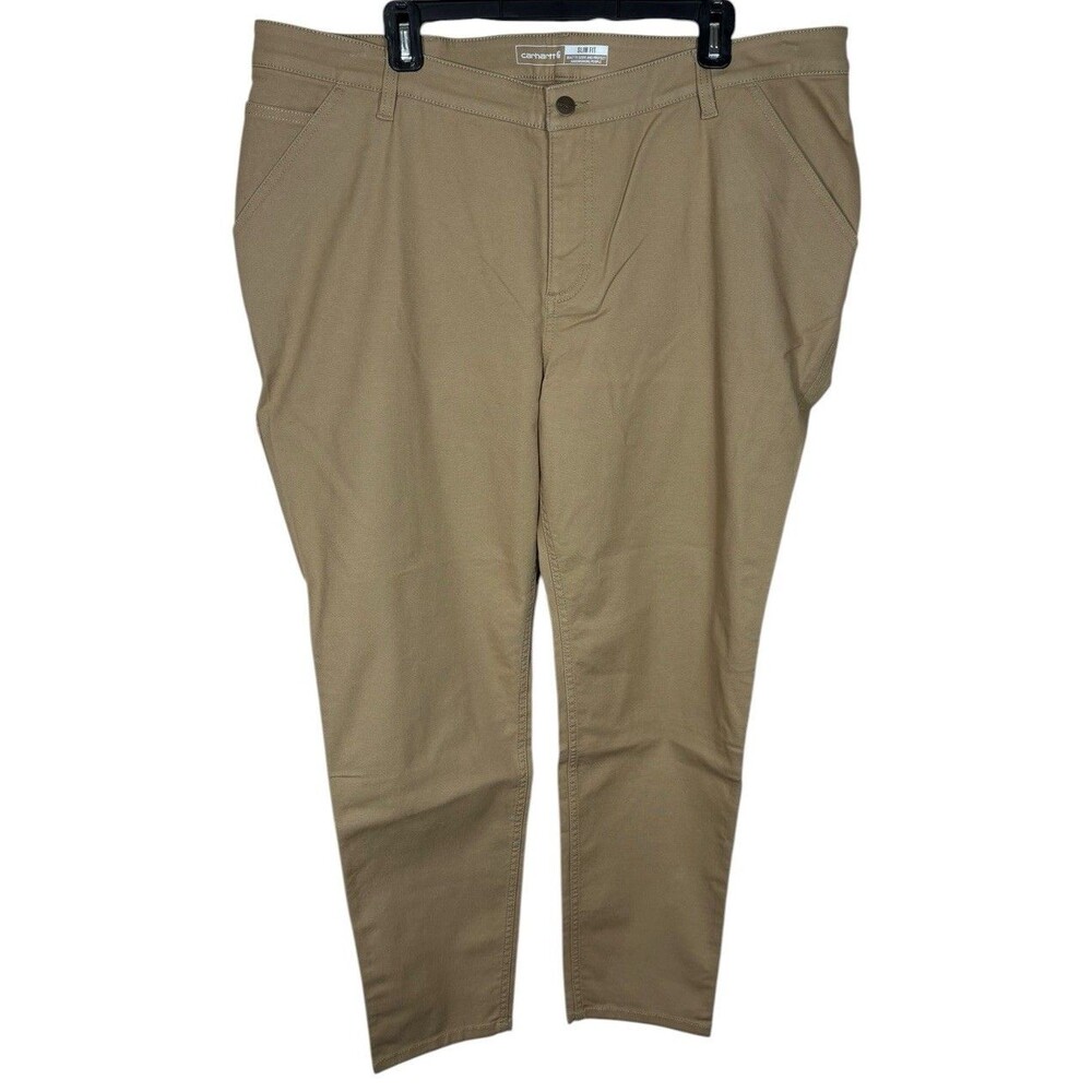 READ Carhartt Slim Fit Tan Chino Utility Pant Women’s Size 18 Workwear